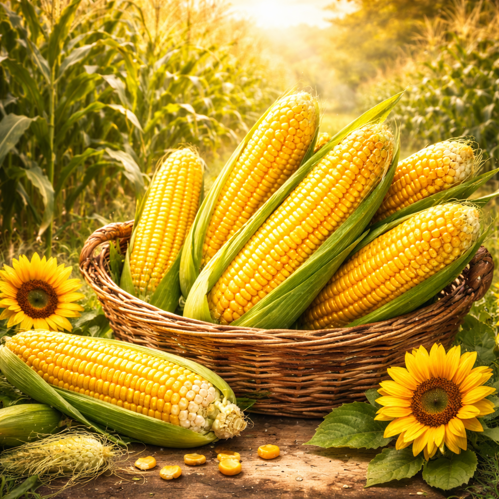 Illustration showing a group of corn (collective nouns for corn)